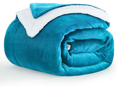 Productafbeelding van Sherpa fleece deken, petrolkleurig, 150x200 cm