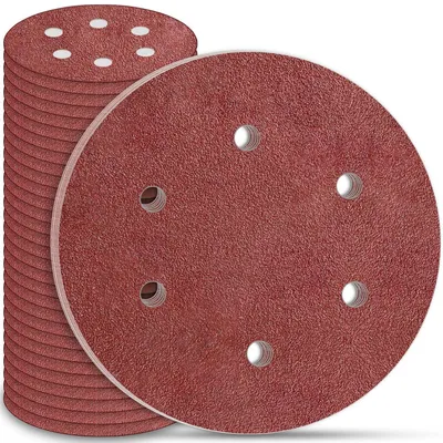 Productafbeelding van Schuurpapier 225mm met klittenband, korrelgrootte P60, 6 gaten, 30 stuks, geschikt voor gipsplaat schuurmachines