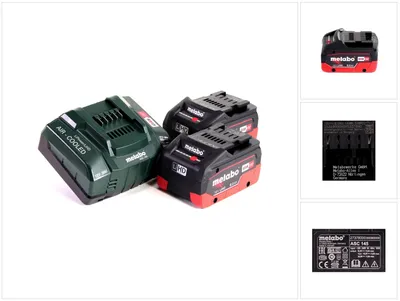Produktbild von Metabo Akku Basis Set 18V mit 2x Akku LiHD 8,0Ah ( 625369000 ) + Ladegerät ASC 145 ( 627378000 )