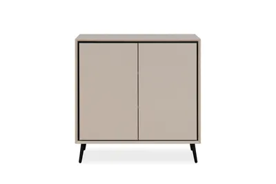 Produktbild von Kommode >Arona< 2 Türen, 2 Böden, in Sand / Schwarz - 90x90x38cm (BxHxT)