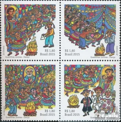 Produktbild von Briefmarken Brasilien 2015 Mi 4240-4243 Viererblock (kompl.Ausg.) postfrisch Quadrilja Junina