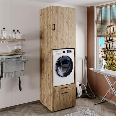Image de Armoire à lave-linge Roomart, série 2, largeur 67 cm, en chêne