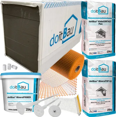 Produktbild von 100m² WDVS EPS 032 Komplettpaket 8 / 200mm Fassadendämmung Wärmedämmung System Fassade Styropor Dämmplatte Dämmung