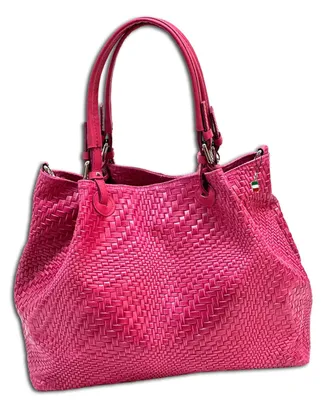 Produktbild von Florence Damen Handtasche Echtleder fuchsia Flechtmuster OTF163P