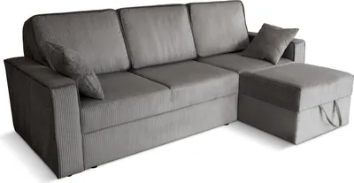 Zdjęcie produktu dla Robin Inspire Sofa Narożna Sofa Wielofunkcyjna Z Funkcją Spania Pudełko Na Łóżko Pudełko W Kształcie L Sofa Narożna Wolnostojąca Sztruks Aksamit Optyka Parma 230 x 165 x 102 cm Szary Prawy