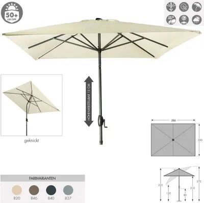 Produktbild von Doppler Basic Lift Neo 250 x 200 cm Sonnenschirm 4 Farben Mittelmastschirm 485444 820 Natur