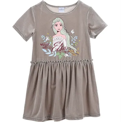 Produktbild von Frozen - Die Eiskönigin Mädchen Abendkleid Kinder Festkleid samt-artig, Farbe:Grau, Größe:110