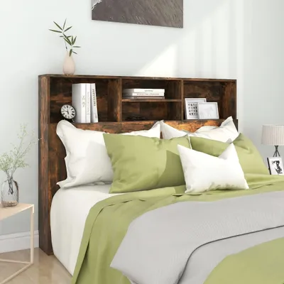 Produktbild von vidaXL Kopfteil mit Ablagen Räuchereiche 140x19x103,5 cm - Kopfteil-Schrank - Kopfteil-Schränke - Bett-Kopfteil - Bett-Kopfteil-Schrank