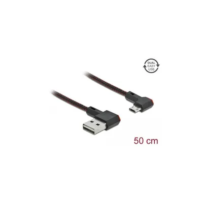 Produktbild von DeLOCK EASY-USB 2.0 Kabel Typ-A Stecker zu EASY-USB Typ Micro-B Stecker gewinkelt links / rechts 0,5 m schwarz, 0,5 m, USB A, Micro-USB B, USB 2.0, Schwarz