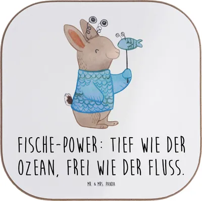 Produktbild von Mr. & Mrs. Panda Untersetzer Glas Fische Astrologie - Weiß - Geschenk, Coaster, Gläser, Geschenkidee Zum Geburtstag, gläseruntersetzer, Sternzeichen, Fischer, für