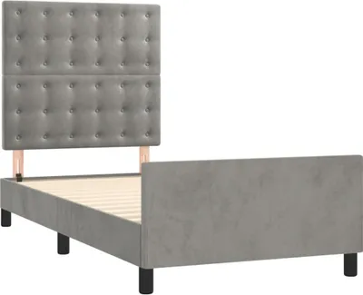 Imagen del producto de Estructura de cama sin colchón, color gris claro, 90x200 cm, tapizada en terciopelo
