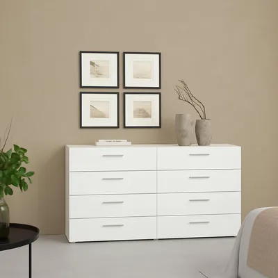 Image de Phethai - Buffet, 140x40x82h cm Blanc, 8 Tiroirs