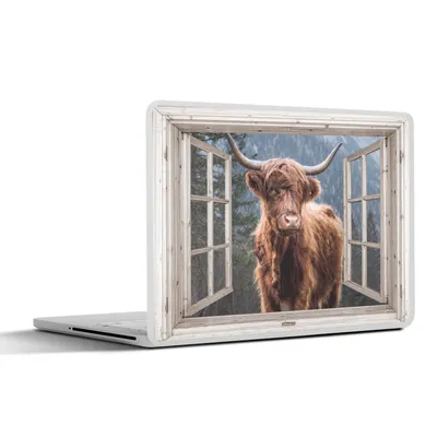Produktbild von MuchoWow® Laptop Aufkleber Sticker Cover Scottish Highlander - Aussicht - Berg 25x18 cm - Laptop-Deko