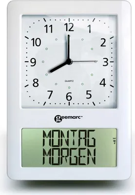 Produktbild von Geemarc VISO50 Analoge Funkuhr mit digitalem Display - Ideal fr Senioren - Hilfreich fr Demenz- und Alzheimer-Kranken - WEISS