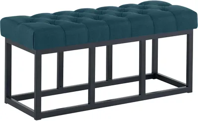 Produktbild von CLP Sitzbank Amun Stoff mit schwarzem Metallgestell pulverbeschichtet gepolstert blau Größe 100 cm