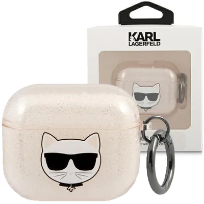 Produktbild von Karl Lagerfeld Kla3Uchgd Airpods 3 Hülle Złoty/Gold Glitter Choupette