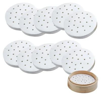 Productafbeelding van Perforated Bakpapier voor Dampkoken en Airfryers, 100 Stuks, 11.5 cm