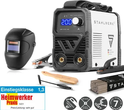Produktbild von STAHLWERK Elektroden-Schweißgerät ARC 200 MD – Vollausstattung – MMA (E-Hand) bis 200A, flexibel einsetzbar ohne Gas, Smartkühlung, Hotstart-Automatik