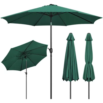 Produktbild von Yaheetech Sonnenschirm Φ 300 cm Kippbar Gartenschirm mit Kurbel Terrassenschirm Marktschirm mit 8 Rippen Sonnenschutz uv 50+, Dunkelgrün