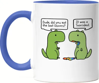 Produktbild von T-Rex frisst Einhorn Tasse Blau Lustiges Dinosaurier Einhorn Dino Fun Geschenk Ironie Sarkasmus