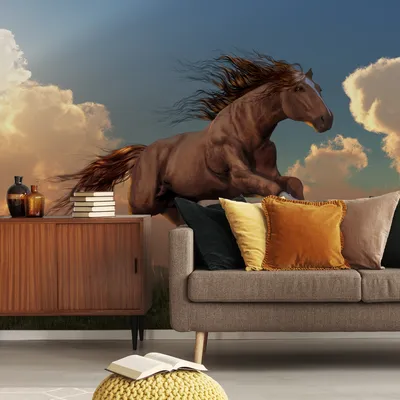 Produktbild von Muralo XXL Vlies FOTOTAPETE Kastanienbraunes Pferd Berg Natur 3D Effekt (B) 135 cm x (H) 90 cm Tapete Wandtapete WOHNZIMMER SCHLAFZIMMER 5150