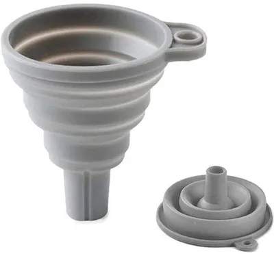 Image de Ensemble de 4 entonnoirs pliables en silicone Unyqoos®, sans BPA, résistants à la chaleur de -40 °C à 250 °C, peu encombrants et lavables au lave-vaisselle, idéaux pour la cuisine et la préparation des aliments