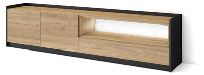 Produktbild von TV-Möbel Holzeffekt eiche und schwarz 207x37x50cm mit Led