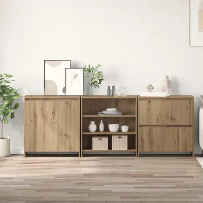 Image de Buffet vidaXL, 3 pièces, chêne Artisan, 70 x 41 x 75 cm, bois aggloméré