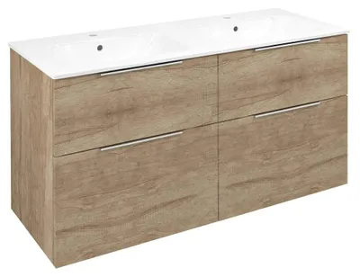 Productafbeelding van Sapho CIRASA wastafelonderkast met dubbele wastafel, 121x66x46 cm, eikenhout Alabama