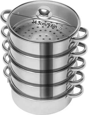 Obrázok produktu pre Parný varič z nehrdzavejúcej ocele, 5-stupňový dizajn, všestranné možnosti varenia, 26 cm