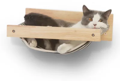 Image de Hamac pour chat à fixer au mur, avec une planche en bois