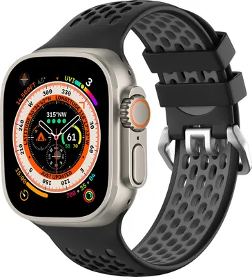 Produktbild von Strap-it Apple Watch Sport Schnallenarmband (Schwarz/Grau)