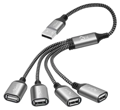 Obrázok produktu pre USB rozbočovač, 4 porty, 0,3 m, konektor typu A na 4 USB porty typu A