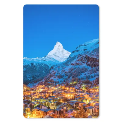 Produktbild von MuchoWow® Mauspad Mousepad Bergdorf an einem verschneiten Berg in der Schweiz 18x27 cm - Mousepads - Maus Mat - Pad - Mausunterlage