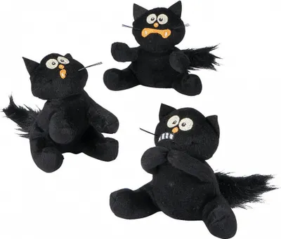 Produktbild von Schwarze Ängstliche Stoffkatze aus Plüsch als Geschenkartikel