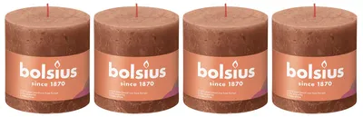 Image de lot de 4 bougies - hauteur 10 cm - diamètre 10 cm - Rustique - Rose rosé