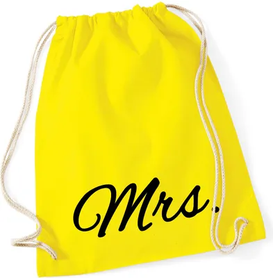 Produktbild von Huuraa Turnbeutel Mrs. Schriftzug 12 Liter Yellow Baumwolle Rucksack Geschenkidee