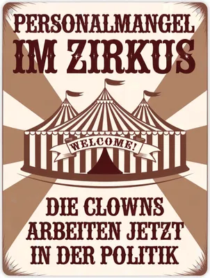 Produktbild von Zirkus - Clowns in der Politik Metallschild XL in 21x28 cm