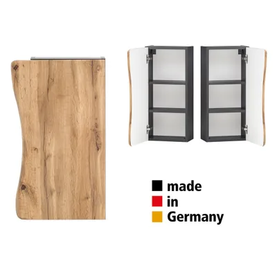 Produktbild von Hängeschrank Badezimmer KAHLA-03 in graphit mit Front in Wotan Eiche Nb. mit Baumkantenoptik, B/H/T: ca. 37,5/64/20 cm