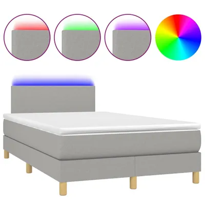 Productafbeelding van vidaXL Boxspringbed met matras en LED-verlichting, lichtgrijs, 120x190 cm, stof