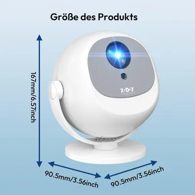 Produktbild von 4K Mini Beamer Projektor tragbar mit Android WiFi Bluetooth für Heimkino Deckenprojektion Rückprojektion 12000 ANSI Lumens 8000 zu 1 Kontrast 1280x720