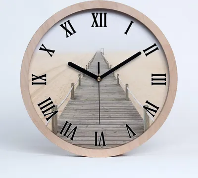 Produktbild von Holzuhr 30fi cm wanduhr - schwarze Spitzen - Weg auf dem Strand