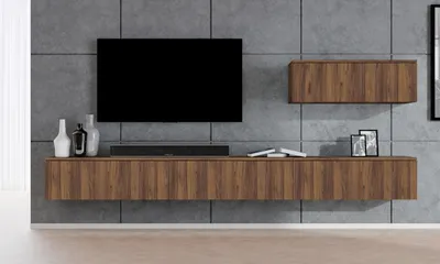 Produktbild von AX LIVING Lowboard TV modern Loriano Wohnwand 300 cm Nussbaum Warmia