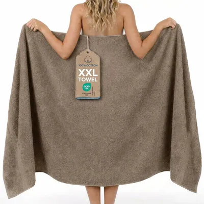 Obrázok produktu pre Osuška 100x200 cm, 100% bavlna, hnedá, s pútkom, do sauny