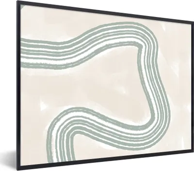 Produktbild von MuchoWow® Gerahmtes Poster Linie - Abstrakt - Design 80x60 cm - Poster mit Schwarzem Bilderrahmen Wandposter Rahmen Foto Bilder - Schwarzem - Mit Gestell