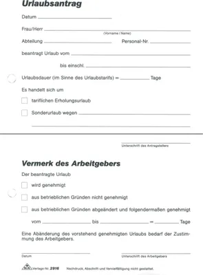 Produktbild von RNK Urlaubsantrag 2916 DIN A5 sd Block 2x40Blatt