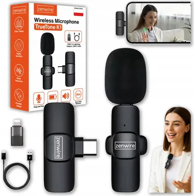 Produktbild von Mini-Mikrofon - Ansteckmikrofon - kabellos - Kondensator - Schwarz - USB-C - Bluetooth Mikrofon