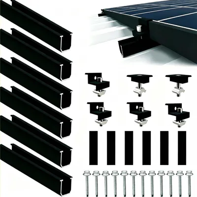 Solarmodul-Montageset, Alu-Halter für 2 Module, 12 cm, schwarz, 30-35 mm