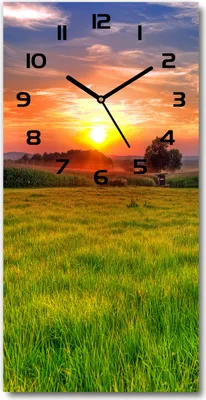 Produktbild von Wanduhr aus Glas – 30x60 cm - Glasbild - Glasuhr - Gehärtetes Glas -Sonnenuntergang