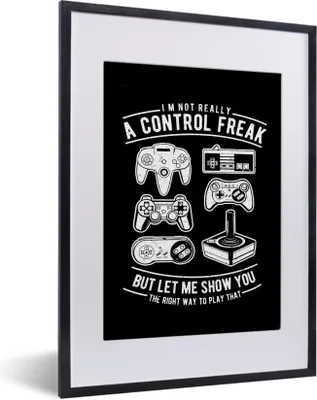 Produktbild von MuchoWow® MuchoWow® Gerahmtes Poster Mancave - Controller - Spielkonsole - Vintage 30x40 cm - Poster mit zchwarzem Bilderrahmen - Wandposter Schlafzimmer